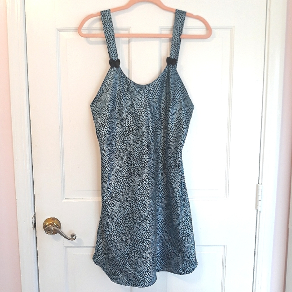 Vintage y2k Blue Black Cheetah Print Bow Detail Mini Silk Satin Slip Dress